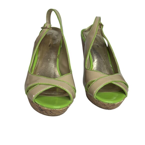 Tommy Hilfiger Wedge Sandals Shoes Womens Size 8 M Tan Green Cork - Picture 5 of 15